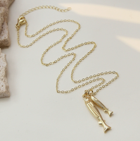 Collar con Colgante de Nariz de Cerdo y Pez Estilo Bohemio de la Serie Océano de Verano, Joyería de Cobre con Diseño de Pez Dorado Personalizable y a la Moda con Cadena de Eslabones