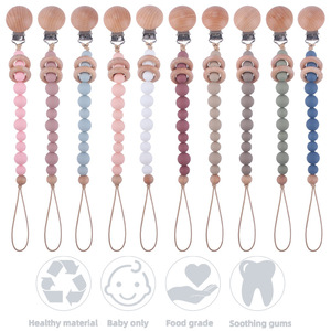 BPA Free Infant Silicone <strong>Wood</strong> Pacifier Chain Silicone Baby Dummy <strong>Clips</strong> - Product Image 1