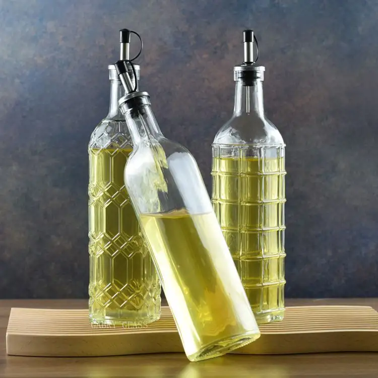 Glass Square Oil Dispenser Garrafa 500ml Oil Dispenser Set Clear Galheteiro com Pourers e Rolhas para Cozinha