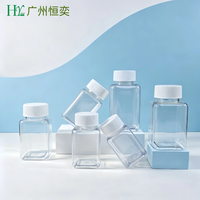 Bouteille en plastique PET transparente carrée de 80 ml, 100 ml, 150 ml, 200 ml, 300 ml