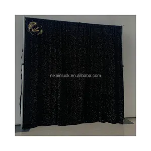 2024 Hot Selling Black Wedding Curtain Church Backdrop Decoration Party Decor For Valentine's Day Event