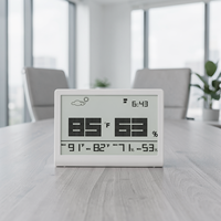 Thermomètre hygromètre d'intérieur pour salle de classe, dortoir, moniteur numérique de climat mince avec icônes météo MAX MIN