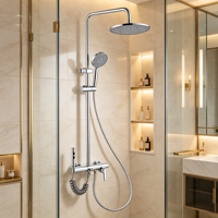 Système de douche multifonction en laiton chromé haute pression avec pommeau de douche pluie et douchette à main pour salle de bain et hôtel