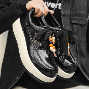 Customized Logo Gray Low-top Men's Casual Shoes-Summer Breathable Retro Platform Thick-Tread Walking Shoes Anti-Odor - Product Image 3