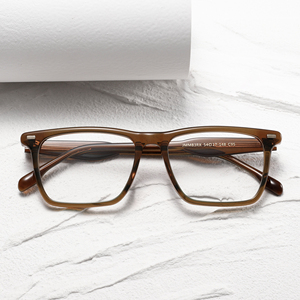 Men's Rectangle Full Rim <b>Eyeglasses</b> Solid Color Anti-Uv Resin Lens Vision Correction <b>Frames</b> for Adults - Product Image 6