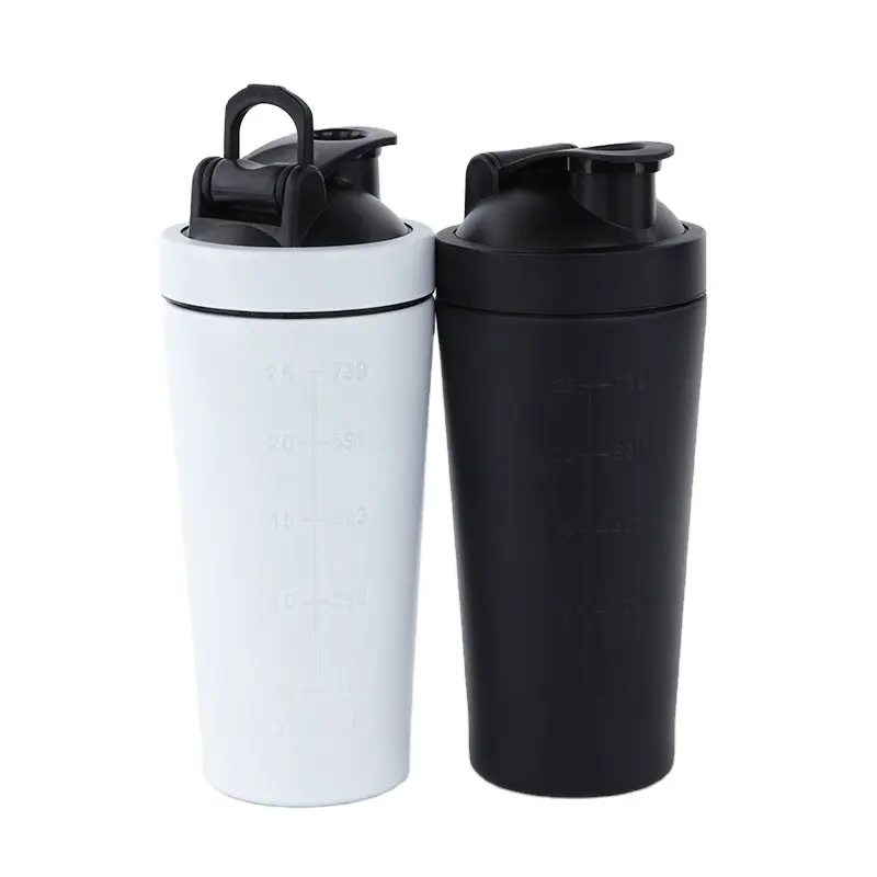 Sinh Thái Thân Thiện 750Ml Biểu Tượng Tùy Chỉnh Thép Không Gỉ Máy Xay Sinh Tố Shaker Chai Tường Đơn Kim Loại Shaker Cup