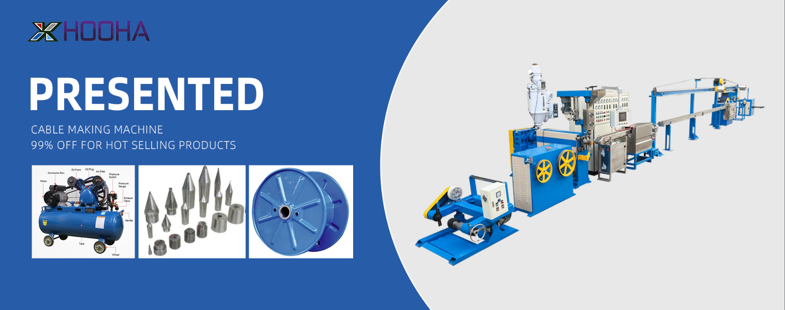 RG59 Coaxial Cable Making Machine , CCTV 2 Power Cable Extrusion Machine