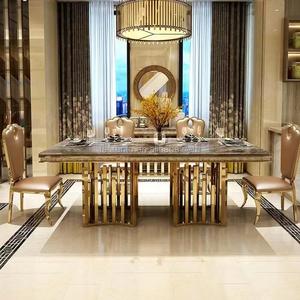 Juego de Comedor Más <span class=keywords><strong>Popular</strong></span> de Acero Inoxidable Dorado con Mesa de Mármol y Sillas - Product Image 2