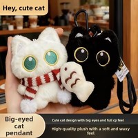 Porte-clés en peluche doux de haute qualité, motif dessin animé, chat et poisson, accessoires mignons