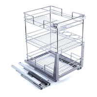 Gabinete de cocina de acero inoxidable personalizado TKK, cesta de alambre para tirar de almacenamiento, diseño moderno, despensa, estante de especias organizado, accesorios