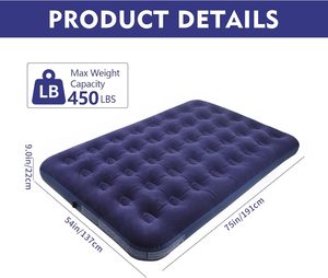 Colchón Inflable Portátil Plegable Azul de 40 Orificios con Bomba de Aire, Superficie Acolchada para Muebles del Hogar o Uso en Dormitorios o Campamentos - Product Image 2