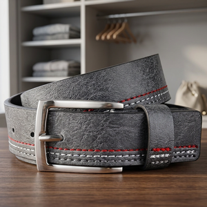 Cinturón Clásico de Estilo Vintage para Hombre, 100% Cuero Vacuno Genuino, Hebilla de Acero, Ecológico, Impermeable, Resistente, Ligero, Reversible, 3D - Product Image 1