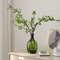 Vase en verre vert foncé à ventre rond et col étroit pour fleurs à tige unique, branches, décoration de table et de maison