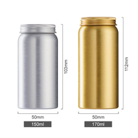 Bouteilles en aluminium argenté et doré en gros, flacons cylindriques en métal pour pilules, capsules et comprimés de vitamines en gélules
