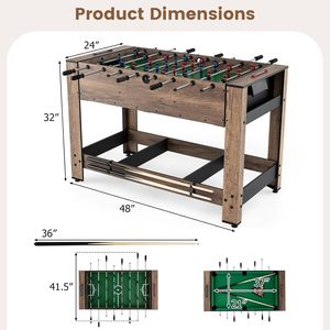 Mesa de Juego Multifuncional 2 en 1 Giratoria de 48''/54'', Mesa de Juego Combinada, Mesa de <span class=keywords><strong>Billar</strong></span>, Snooker y Futbolín - Product Image 4
