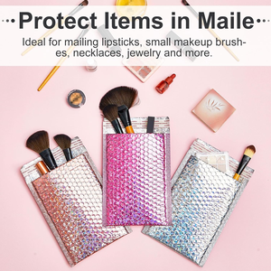 Holographic Durable Poly Bubble Mailer Eco-Friendly Secure Waterproof Pink Shipping Package - Product Image 6