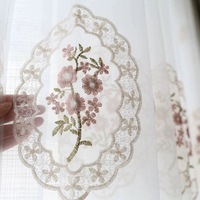 Rideau transparent de luxe brodé de fleurs roses de style français et américain pour chambre à coucher et salon – Vente en gros