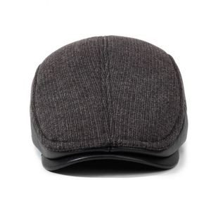 Wholesale Autumn Winter New Arrival Fashion Warm Fleece Lining <b>Flat</b> Top Ivy <b>Cap</b> Earflap Design Beret Hat for <b>Men</b> - Product Image 3
