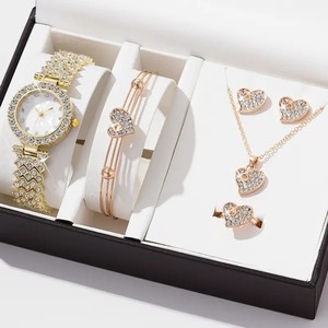 Juego de Accesorios de Reloj de Cuarzo de Moda IStapromo, Reloj de Pulsera de Cristal con Pedrería para Mujer, Juego de Collar y Pendientes - Product Image 1
