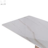 Table à manger moderne de luxe nordique pour appartement, grande table rectangulaire en pierre frittée blanche, 6 places, base en métal, pour la maison