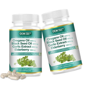 Capsules de soutien immunitaire et d'énergie Huile d'origan Extrait d'ail Feuille d'olivier Huile de nigelle pour adultes - Avantages pour la croissance des cheveux 60 unités - Product Image 1