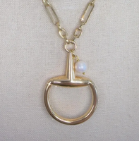 Collier personnalisé équestre en acier inoxydable 316L avec pendentif mors de cheval PVD 18K et breloque perle