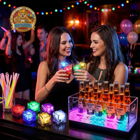 Nouveautés pour fêtes, glaçons lumineux, glaçons LED multicolores avec lumières changeantes, imperméables, réutilisables, bar, anniversaire, mariage