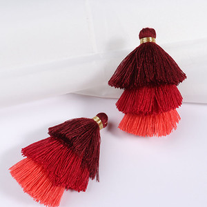 3 couches Design 8cm Pompons en coton pour porte-clés DIY Cotton Tassel <span class=keywords><strong>Fringe</strong></span> for Jewelry Making - Product Image 6
