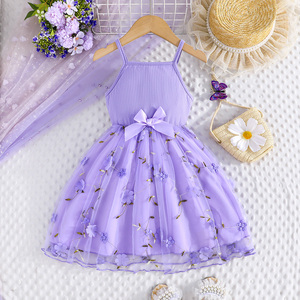 Exquisito Vestido Floral para Niñas de 3 a 8 Años, Verano, Elegante, con Decoración de Lazo, Sin Mangas, Hasta la Rodilla, Suministro ODM - Product Image 2