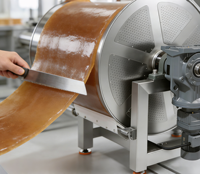 Machines de refroidissement à tambour rotatif CST, écologiques, automatiques, pour la fabrication de barres de caramel, de nougat et de bonbons gélifiés.
