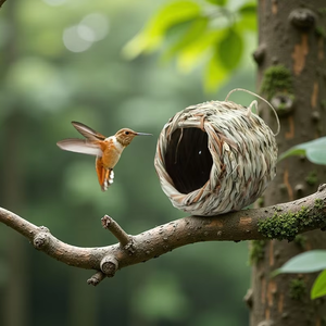 Décorations de jardin extérieur en forme de nid d'oiseau, <span class=keywords><strong>cage</strong></span> à oiseaux, simulation, fermeture à bouton, élégantes, en paille, bouche sphérique - Product Image 1