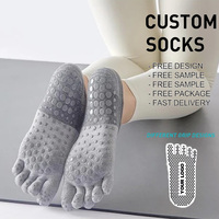 Chaussettes de yoga antidérapantes à cinq doigts avec points de colle pour femmes, pour la remise en forme en intérieur