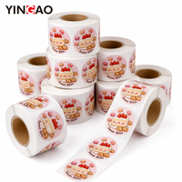 Rouleau d'autocollants adhésifs personnalisés pour boulangerie, étiquettes imperméables, écologiques, durables, pour boîtes à gâteaux, biscuits, macarons, desserts, emballages