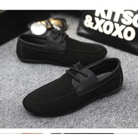 Mocassins en daim à lacets pour hommes, semelle plate souple, respirants, décontractés, légers, chaussures de marche, chaussures de bureau quotidiennes