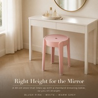 Tabouret de salon rond en plastique empilable, tabouret de maquillage de 46 cm pour la table de toilette de la chambre à coucher
