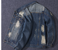 Veste en jean en coton pour homme, style usé, vente en gros