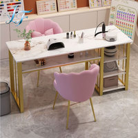 Table de Manucure Moderne de Luxe avec Tiroirs, Ensemble de Mobilier de Salon Double Couche pour Appartements, Poste de Travail pour Salon de Manucure - Offre Spéciale