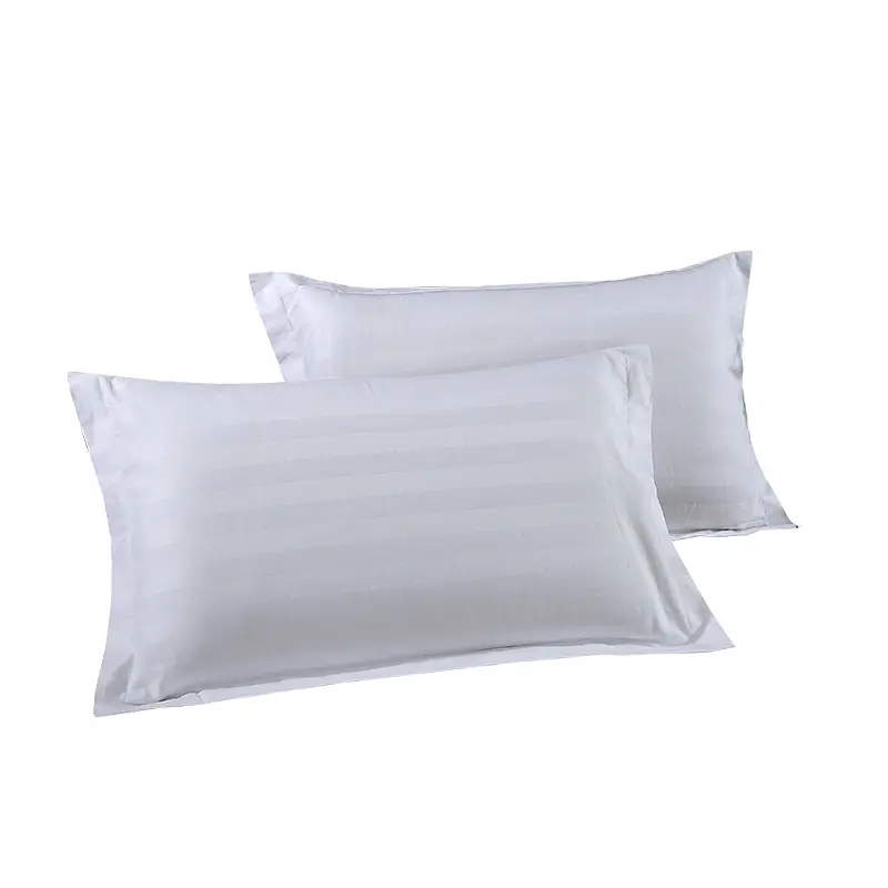 Hotel Bedding 100% Cotton Satin Stripe Fabric White Color pillowcase 20x30 inch inner flap design hotel pillow cover