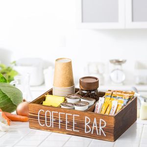 กล่องเก็บกาแฟไม้เนื้อแข็งหลายช่องสำหรับจัดระเบียบบนโต๊ะครัวสำหรับใส่กาแฟ ถุงชา เครื่องเทศ - Product Image 2