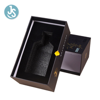 Boîte à vin personnalisée de luxe en or noir JS pour boissons alcoolisées de luxe, boissons énergisantes, sodas avec emballage de tiroir en papier, logo