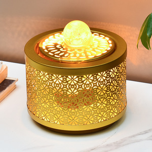 Fuente de agua de hierro forjado tallada y hueca con luz LED circular, decoración auspiciosa para el hogar, oficina, estudio o entrada. - Product Image 3