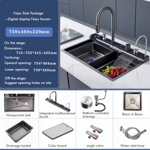 Precio de fábrica Cocina Tazón individual Hecho a mano Desde 304 Grifo de cascada de acero inoxidable Incluido Característica de un orificio - Product Image 6