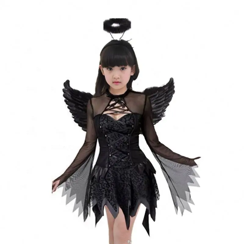Çocuk günü Drama kadın hayalet melek kostüm kostüm kız prenses elbise kanatları ve <span class=keywords><strong>Halo</strong></span>
