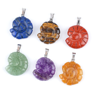 Pendentifs en cristal mélangé en forme d'<span class=keywords><strong>ammonite</strong></span> (cristal de quartz rose, améthyste, lapis-lazuli) pour Halloween et cadeaux Feng Shui - Vente en gros - Product Image 4