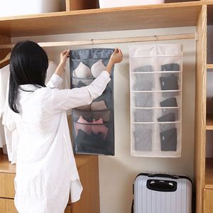 Dual-Sided <b>Wall</b> Shelf Hanging Closet Organizer Fabric Mesh Pockets Hanging <b>Storage</b> Bag for Bra Socks Underwear and Cloths - Product Image 6