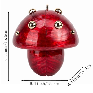 Women Lovely Mushroom Acrylic Evening Bag Marble Clutch <b>Purse</b> with Two Metal Chains Halloween Christmas Party Handbag - Product Image 6