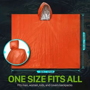 Orange Waterproof Windproof Mylar Foil <b>Poncho</b> Outdoor for Survival Thermal Insulation <b>Raincoat</b> - Product Image 3