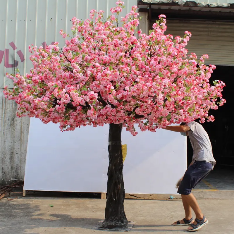 Árvore de cereja artificial, árvore de cerejeira grande de fibra de vidro árvore de flores falsas para decoração interna
