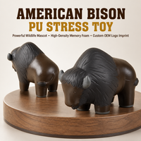 Figurine d'animal bison noir, jouet fantaisie de la faune, modèle de buffle à cornes courbes pour enfants et adultes, décoration d'étagère, fourniture de vente au détail
