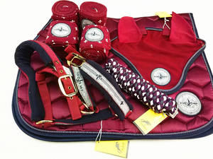 Set di <span class=keywords><strong>Accessori</strong></span> per <span class=keywords><strong>Equitazione</strong></span> Cavezze e Longhine e Sottosella Cuffia Antimosche per Cavalli - Product Image 2